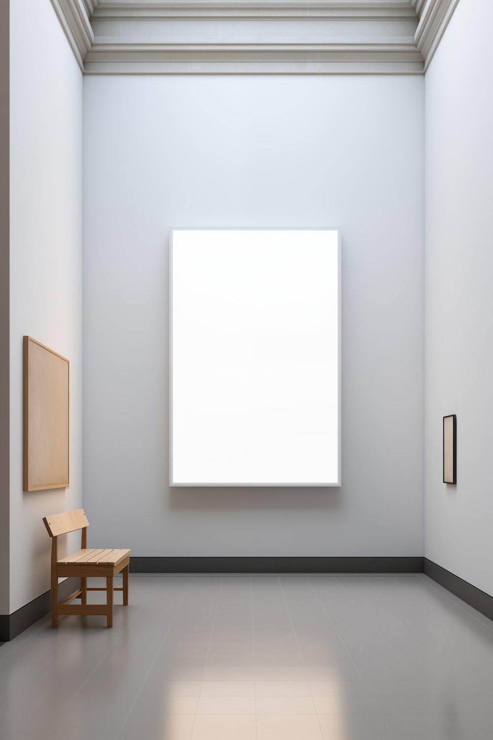 Inside a minimalist art gallery